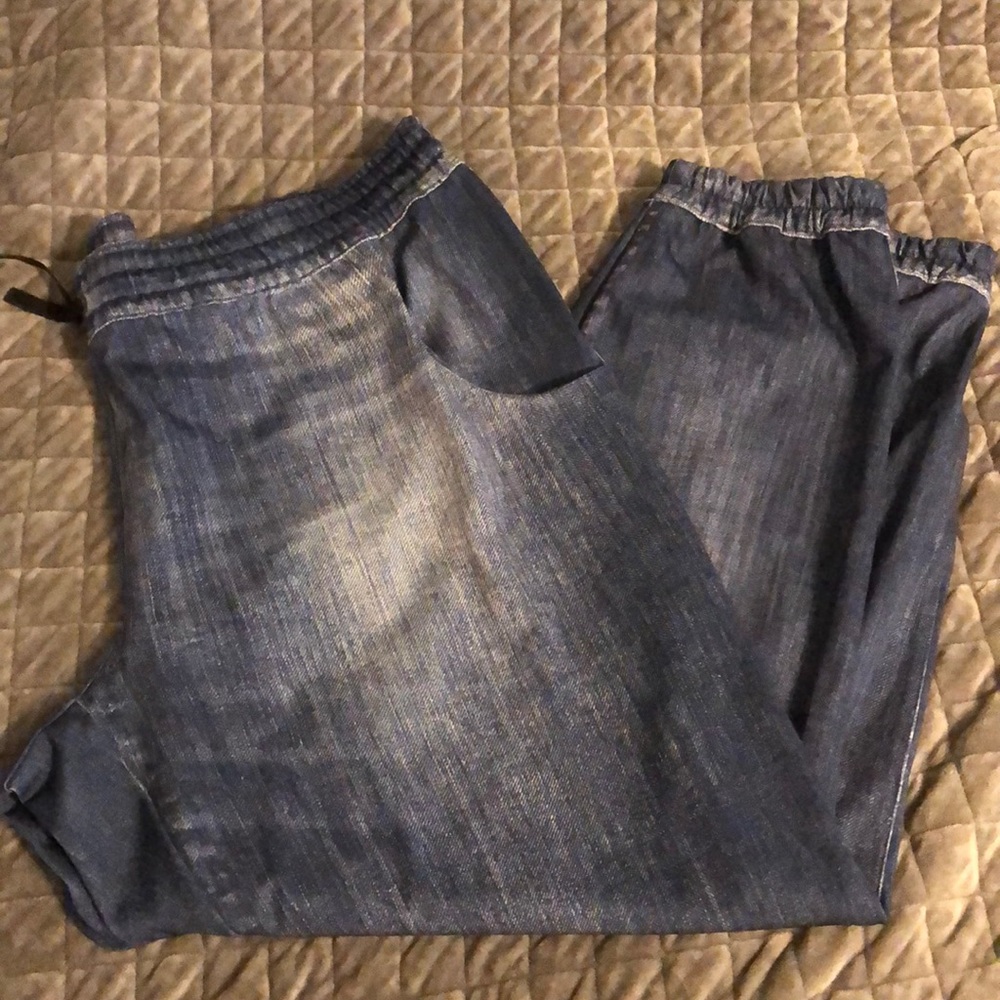 “Lucy IndiGO Do Everything Joggers”- Stretch Faux Denim